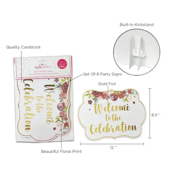 Kate Aspen&reg; Burgundy Blush Floral Party D&eacute;cor Sign Kit {7}