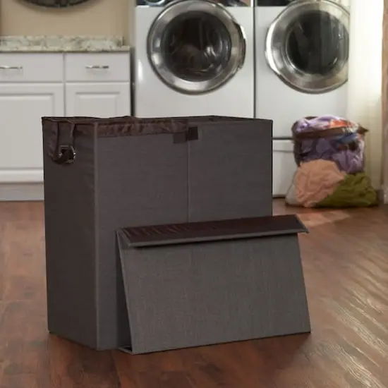 Household Essentials Collapsible Laundry Sorter with Lid Brown {3}