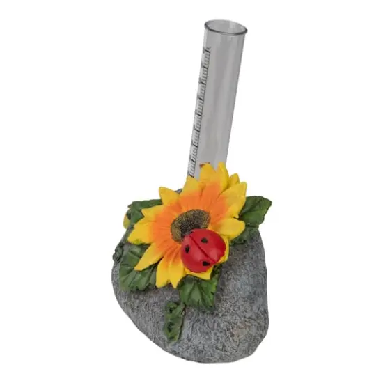 7" Sunflower & Ladybug Rock Garden Rain Gauge {4}