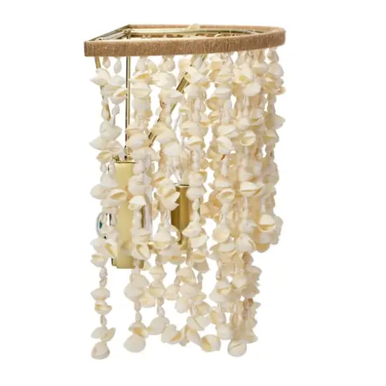 Hello Honey&reg; 10" Round Metal and Shell Wall Sconce {7}