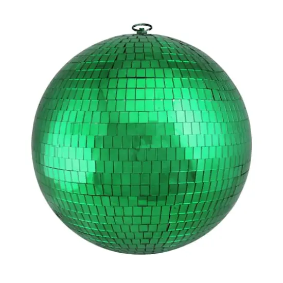 12" Green Mirrored Glass Disco Christmas Ball Ornament {1}