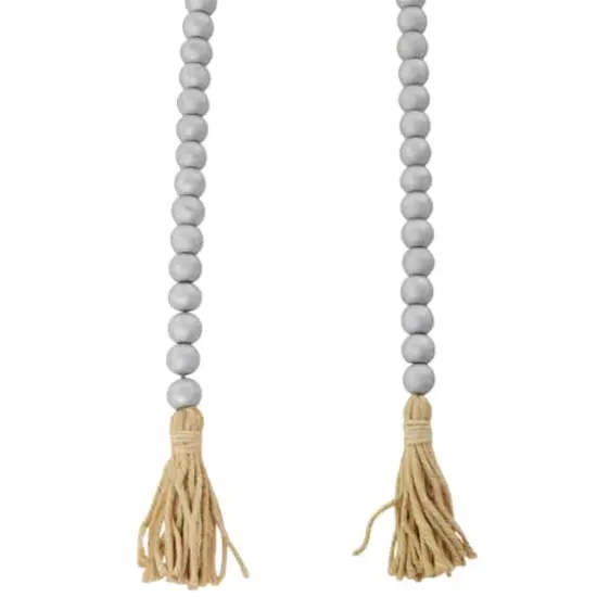 Silver Mango Wood Beaded Garland with Tassel {4}