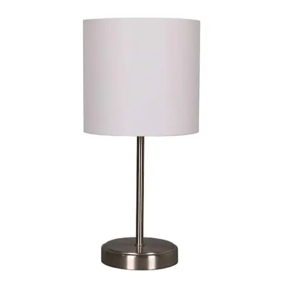 15" Silver Metal Table Lamp with White Fabric Shade by Ashland&reg; {1}