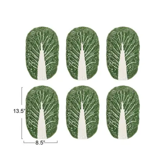 Hello Honey&reg; 13.5" Green Cabbage Ceramic Serving Plates, 6ct. {6}