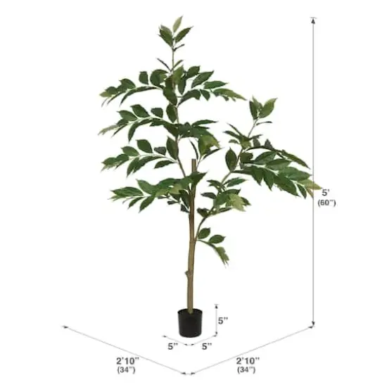 5ft. Potted Artificial Green Nandina Tree {5}