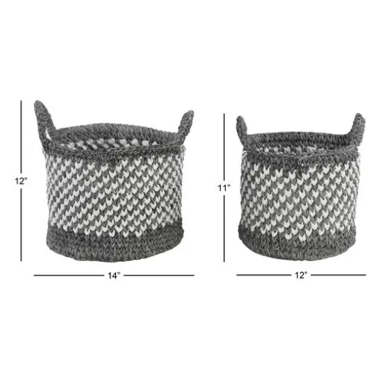 Gray Polyester Eclectic Storage Basket Set {7}