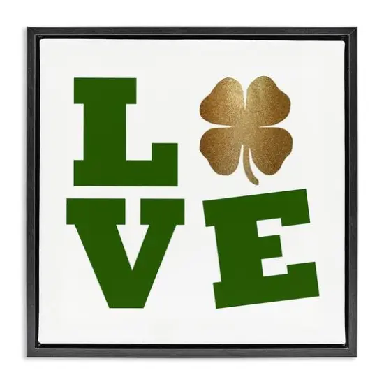Stupell Industries St Patrick's Day Clover Love Floater Framed Art Black {1}