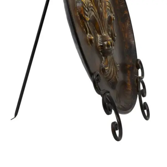 25" Traditional Decorative Iron Fleur de Lis Plate with Stand {8}