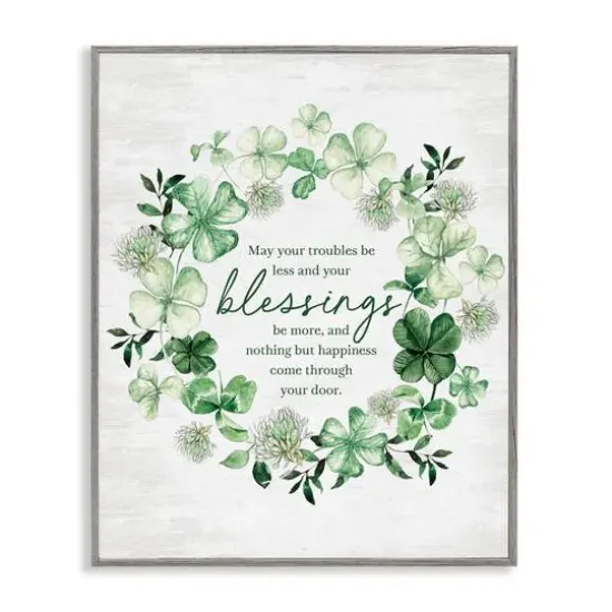 Stupell Industries Irish Proverb Wreath Framed Giclee Art Gray {1}