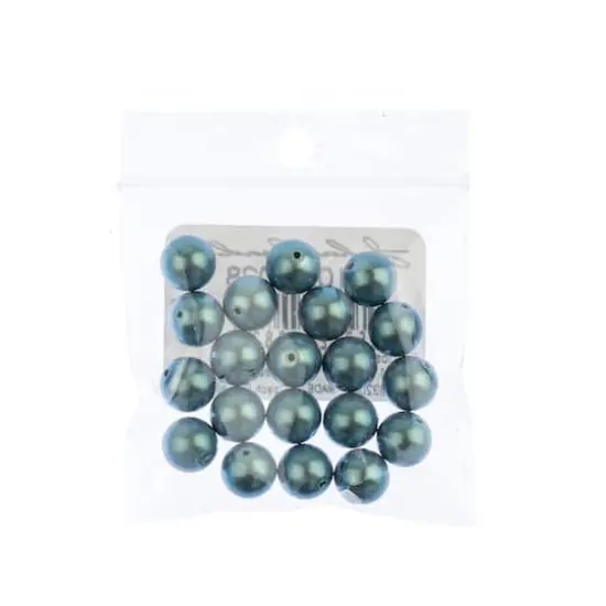 Preciosa Maxima 8mm Pearlescent Glass Nacre Pearls, 20ct. Blue {3}