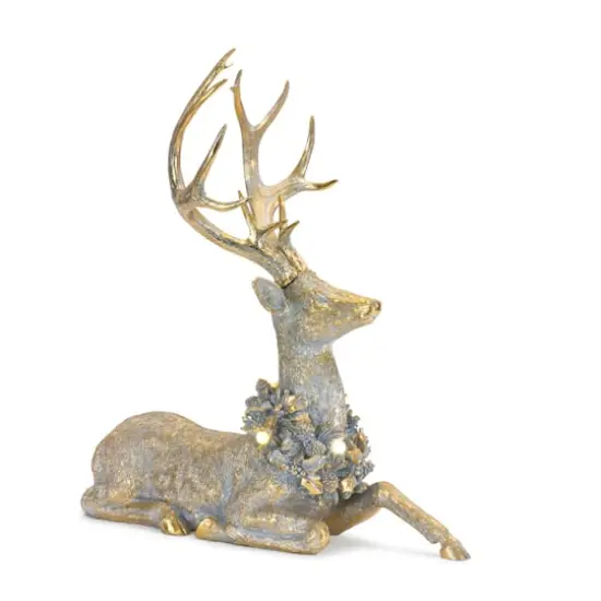 Gold Lounging Deer LED Figurine Set, 21" & 21.75" {3}