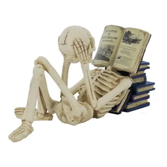 7.5" Reading Skeleton Holding Head Tabletop Figurine by Ashland&reg; {5}