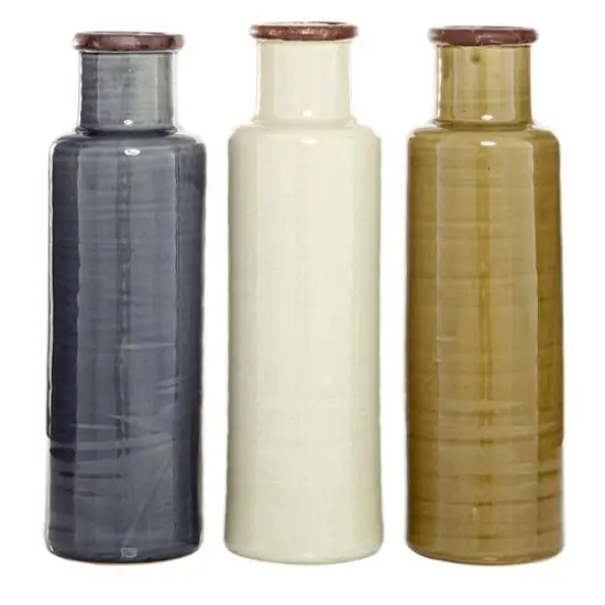 Brown Ceramic Farmhouse Vase Set {10}