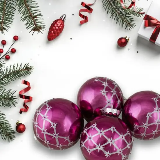 4ct. 3" Shiny Pink Glass Ball Ornaments {4}