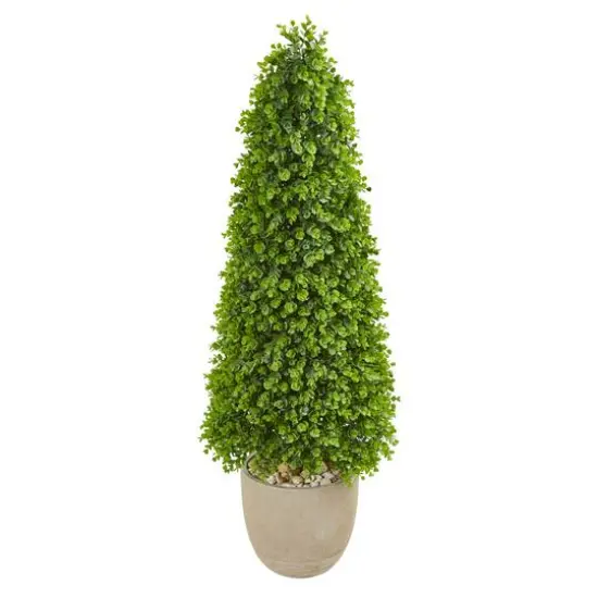 4ft. Eucalyptus Topiary Artificial Tree in Sandstone Planter {1}