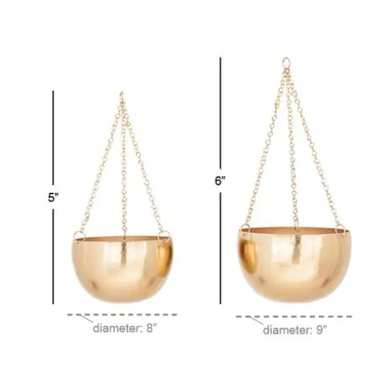 Gold Metal Glam Hanging Planter Set {6}