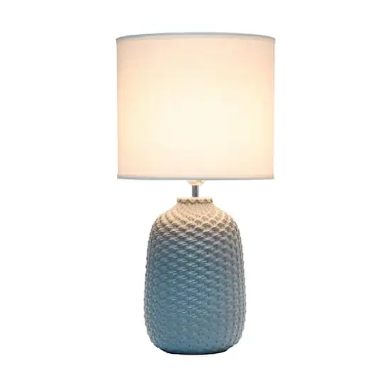 Simple Designs 20" Ceramic Purled Texture Table Lamp Gray {3}