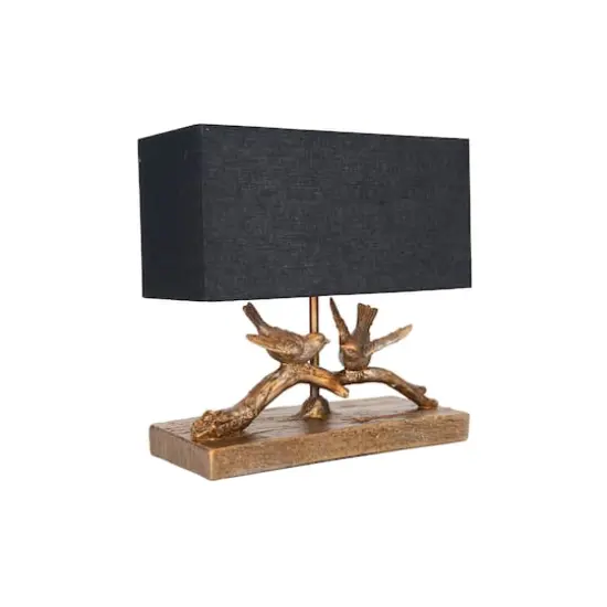 Hello Honey&reg; 12.2" Birds on Branch Table Lamp with Rectangle Flax Shade {7}