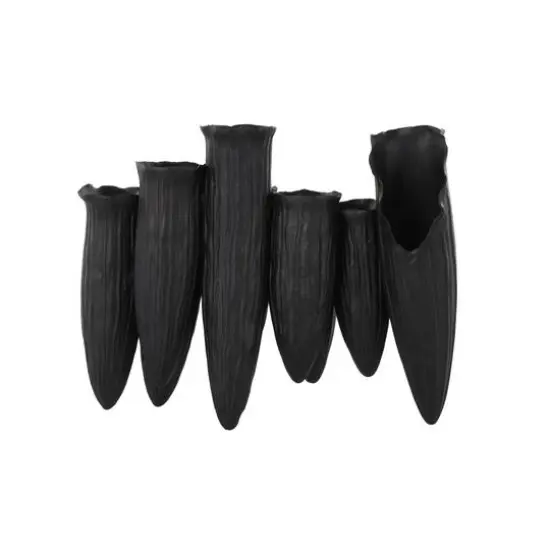 13.25" Black Ceramic Abstract Floral Inspired Decorative Vase with Linear Grooves & 10 Openings {7}