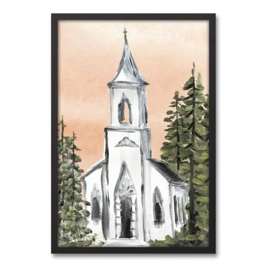 Painterly Church I Black Framed Canvas {1}
