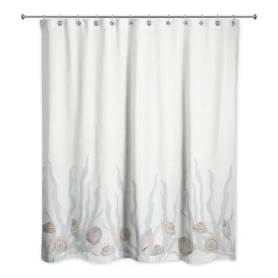 Shell & Coral Border Shower Curtain Blush/Blue/White {3}
