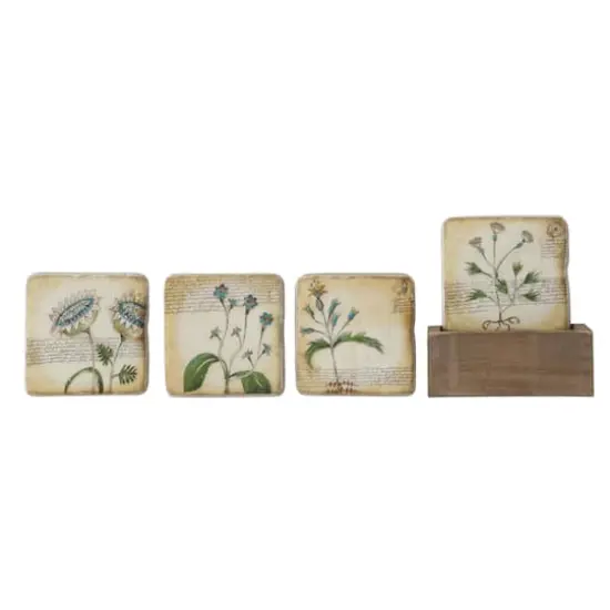 Hello Honey&reg; Floral Coaster Set in Wood Box {1}