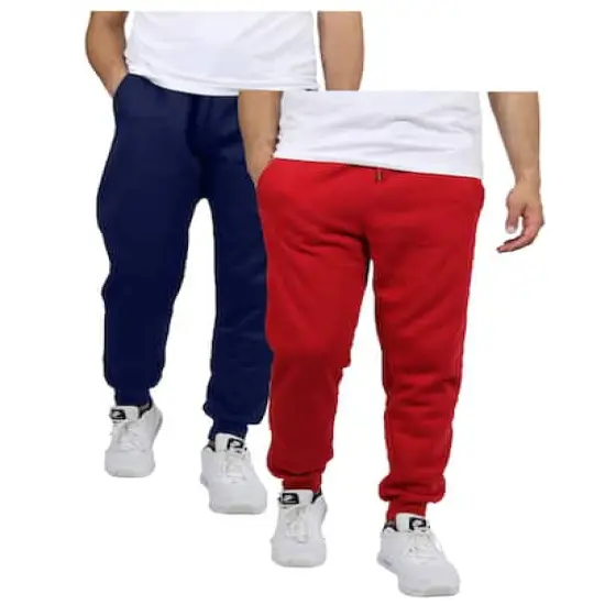 Galaxy by Harvic Men's Fleece-Lined Jogger Sweatpants 2 Pack Navy/Red {1}