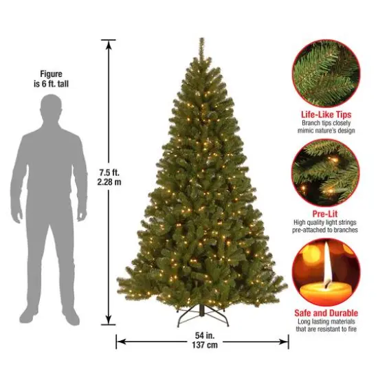7.5ft. Pre-Lit PowerConnect&trade; North Valley Spruce Artificial Christmas Tree, Light Parade&reg; LED Lights {6}