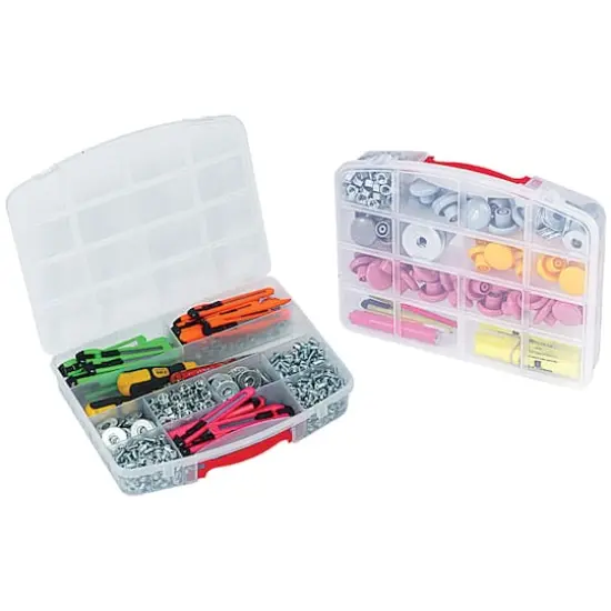 Quantum Storage Systems&reg; 10.25" x 13" x 2.5" Clear Fixed 10 Compartment Storage Box {1}