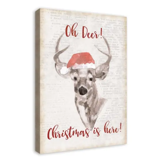 Oh Deer Christmas Here Canvas Wall Art {3}
