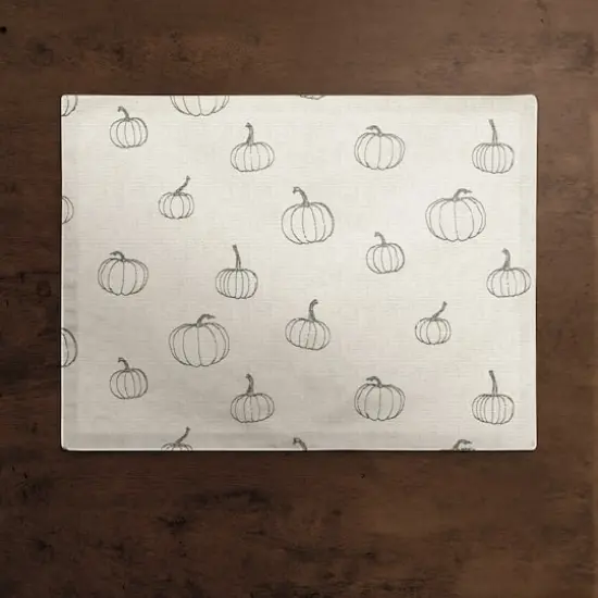Gray Mini Pumpkin Pattern Cotton Twill Placemat {3}