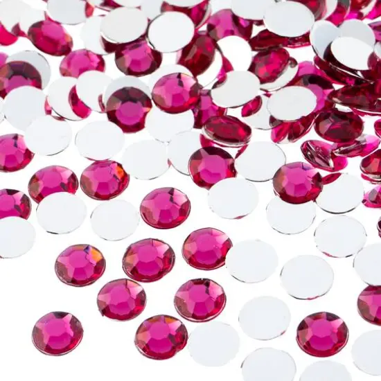 John Bead 8mm Acrylic Round Flat Back Rhinestones, 1,000ct. Fuchsia {1}