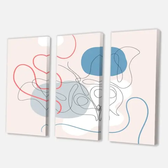 Designart - Butterfly One Line Drawing On Cubism Shapes II - Modern Canvas Wall Art Print {1}