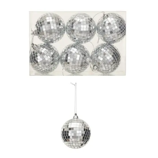 Hello Honey&reg; 6 Pack 3.5" Silver Glass & Foam Disco Ball Ornaments {1}