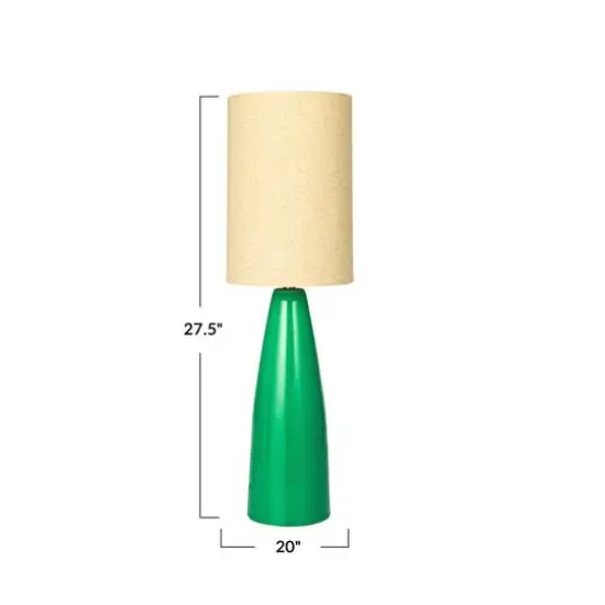 Hello Honey&reg; 27.5" Green Reactive Glaze Ceramic Table Lamp with Linen Shade {8}