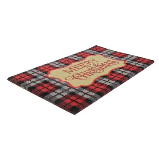 Red & Black Plaid "Merry Christmas" Rectangular Doormat {6}