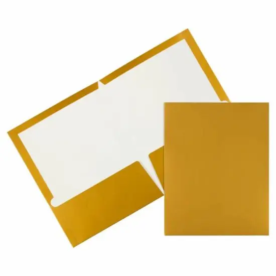 JAM Paper Glossy Two Pocket Folders, 12ct. Gold {1}