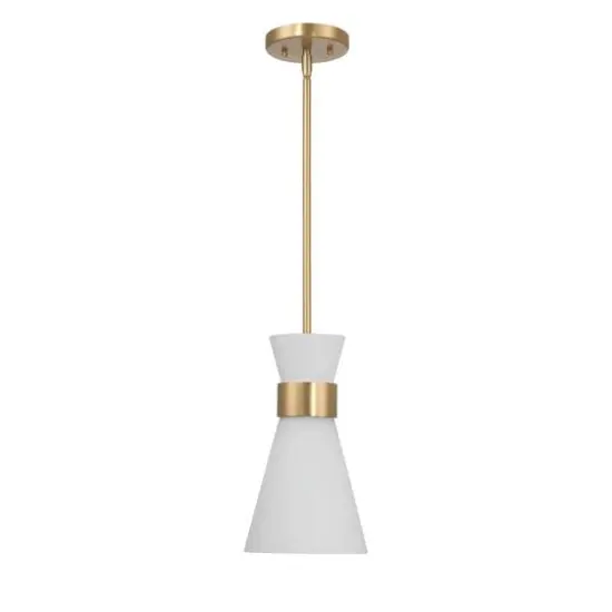 Hello Honey® Kit White & Gold Modern Minimalist Tapered Opal Glass & Metal Ceiling Light {8}