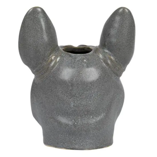 Hello Honey® 8.5" Gray Reactive Glaze Stoneware French Bulldog Head Vase {6}