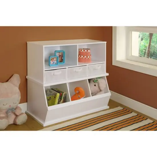 Badger Basket 3 Bin Stackable Storage Cubby White {12}