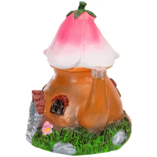 7" Solar Lighted Flower Tea Pot Outdoor Garden Statue {4}