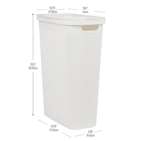 Mind Reader 23.5" Plastic Slim Laundry Hamper White {4}