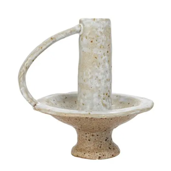 Hello Honey&reg; 5.5" Round Stoneware Candle Holder with Handle Set {11}