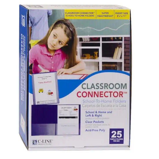 C-Line&reg; Classroom Connector&trade; Purple School-To-Home Folders, 25ct. {5}
