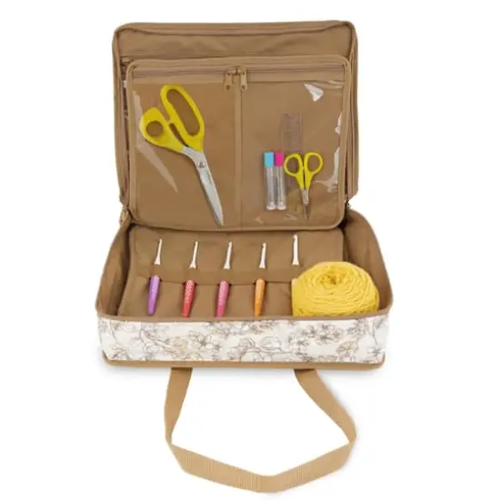 Dritz&reg; Beige Floral All-Purpose Project Organizer Bag {6}