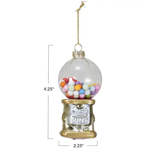Hello Honey&reg; 4.25" Glass Gumball Machine Ornament with Glitter {4}