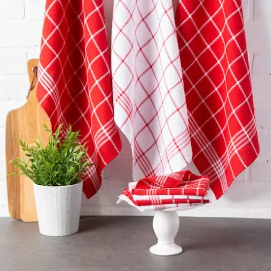 DII&reg; Waffle Weave Dishtowels, 6ct. Red {5}