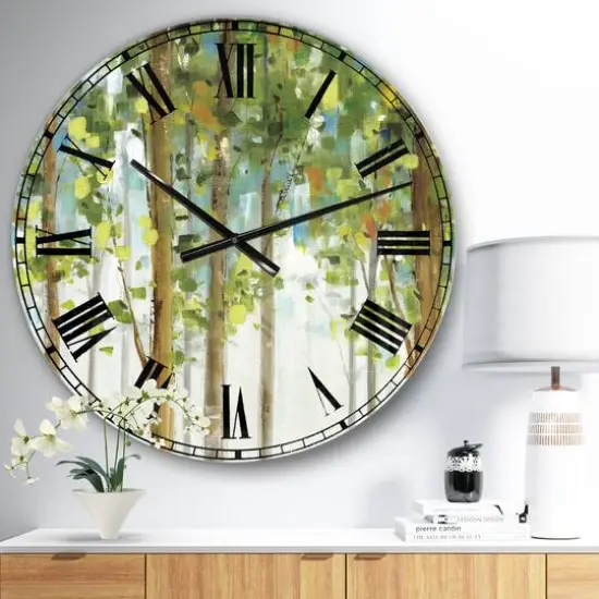 Designart 'Green Forest Study Traditional Wall Clock {3}