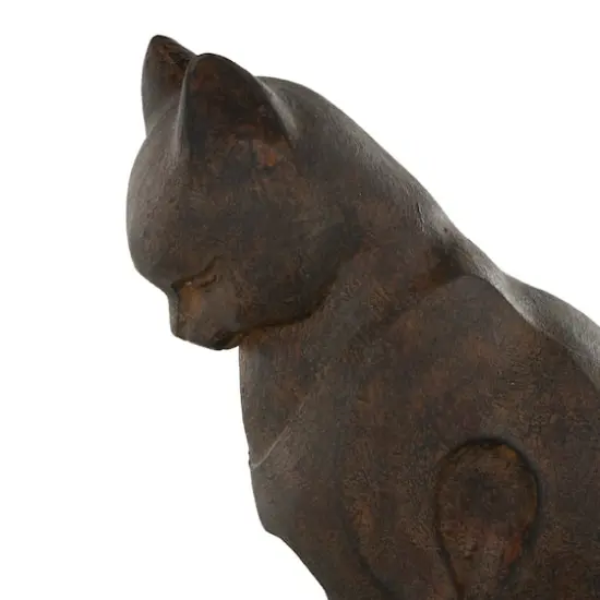 7.75" Dark Brown Cat Frowning Bookend Set with Copper Accents {6}