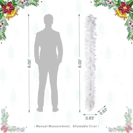 Glitzhome&reg; 6ft Pre-Lit Snow Flocked White Pine Christmas Garland with Timer, 2ct. {9}